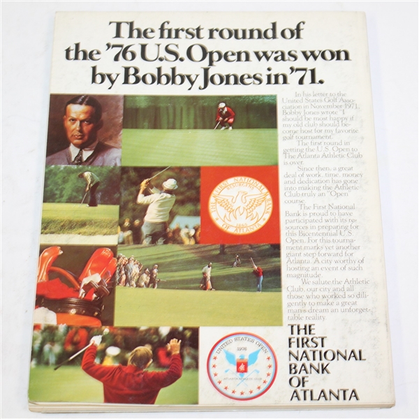 1976 US Open at Atlanta Athletic Club Program with Bobby Jones on Cover - Roth Collection