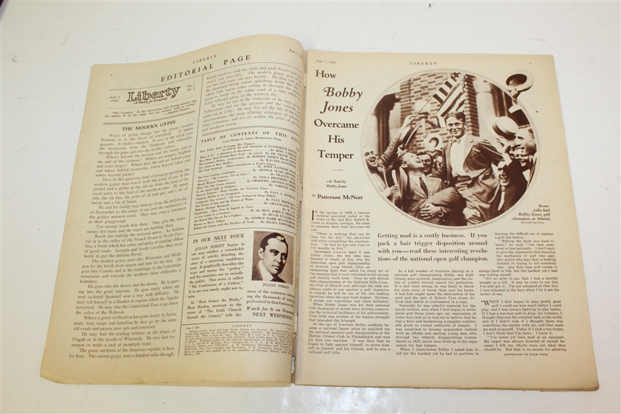 1924 'How Bobby Jones Overcame His Temper' Liberty Magazine - June 7th - Roth Collection