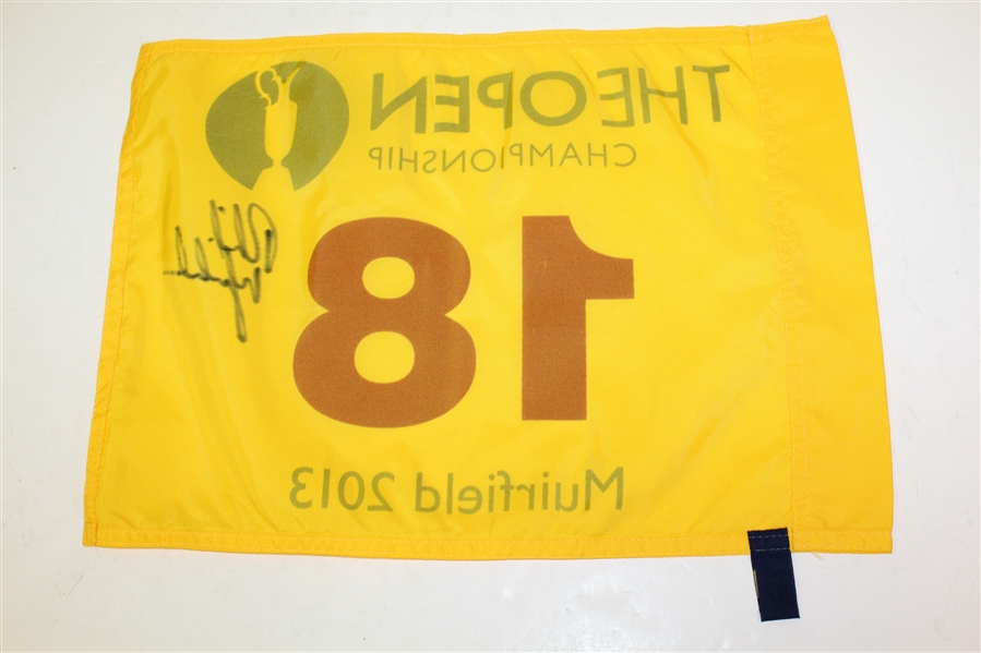 Phil Mickelson Signed 2013 Open Championship at Muirfield Flag JSA ALOA
