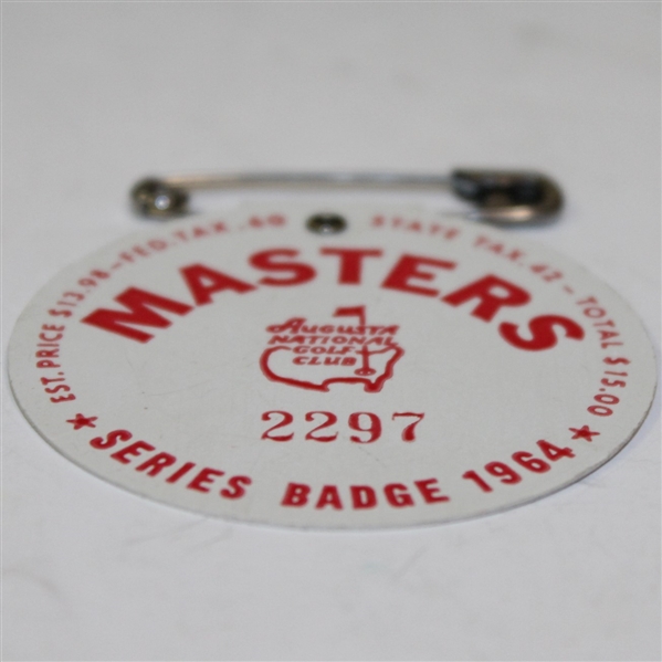 1964 Masters Tournament Badge #2297 - Palmer Win