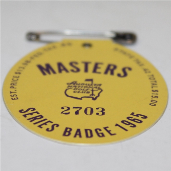 1965 Masters Tournament Badge #2703 - Nicklaus Win