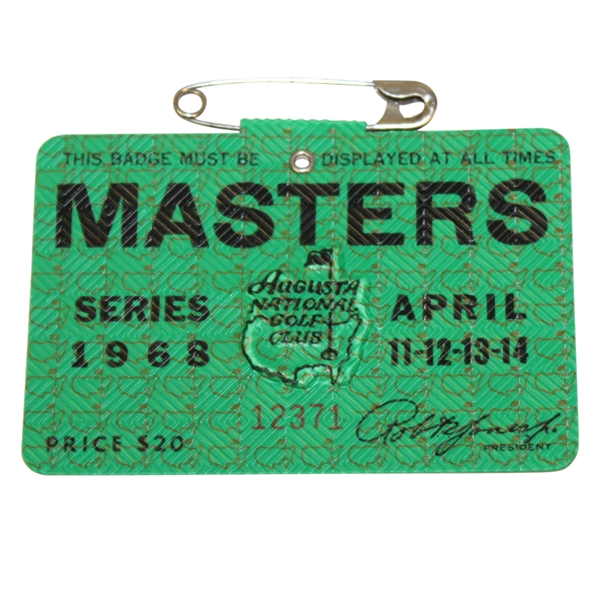 1968 Masters Tournament Badge #12731 - Bob Goalby Winner