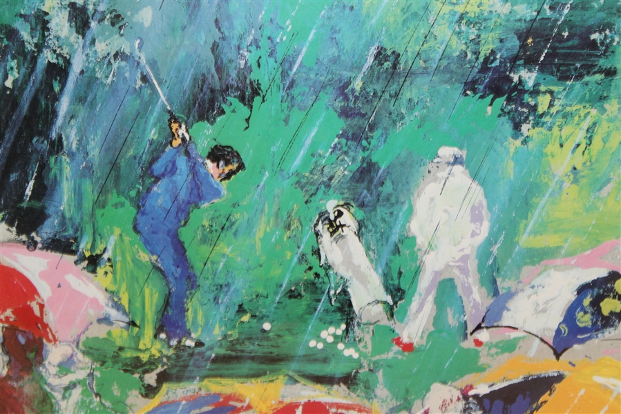 'Arnie In The Rain: Arnold Palmer' Augusta National 1973 Print by LeRoy Neiman - Framed