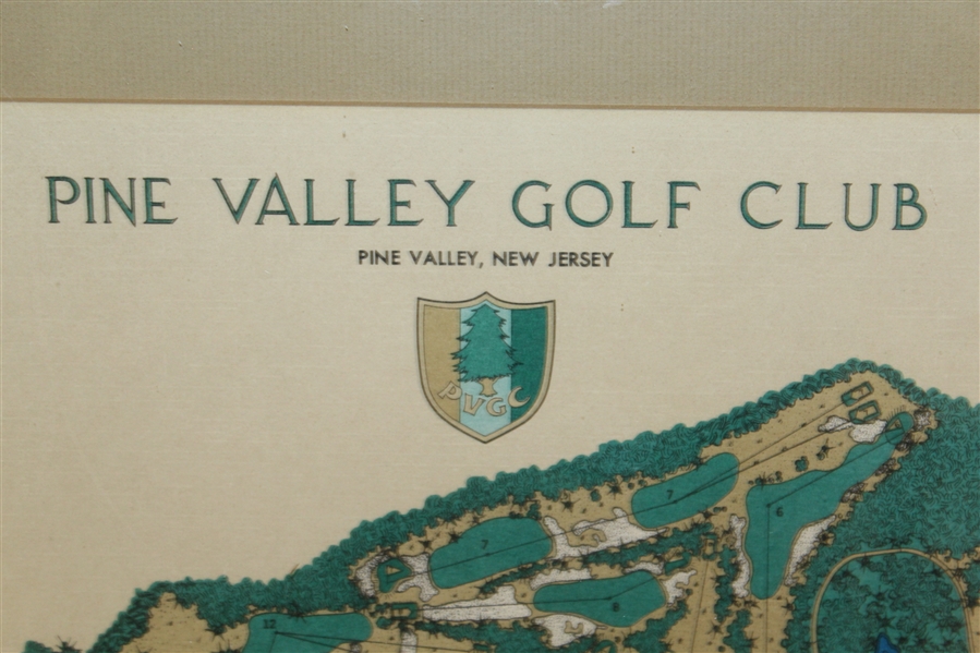 Pine Valley Colf Glub Classic Aerial Map of Historic Perennial #1 World Rated Course - Framed