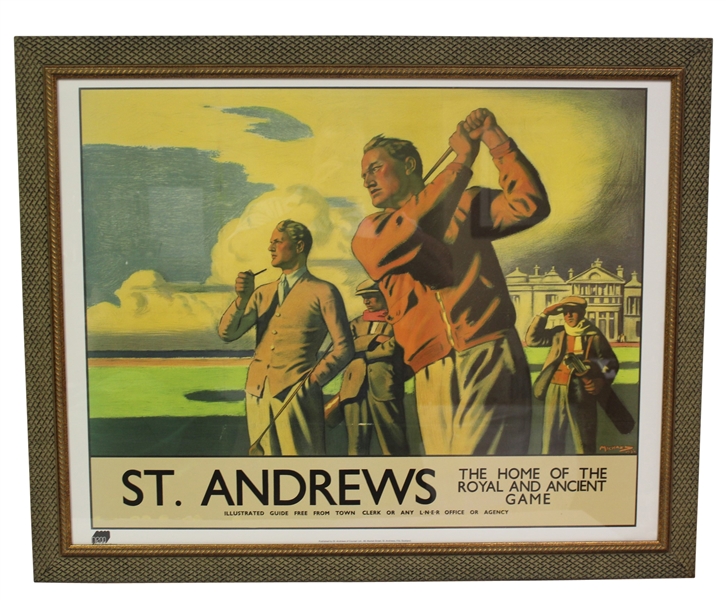 'St. Andrews - The Home of Golf Famous Poster from 1939 Advertising by Artist Arthur C. Michael - Framed 