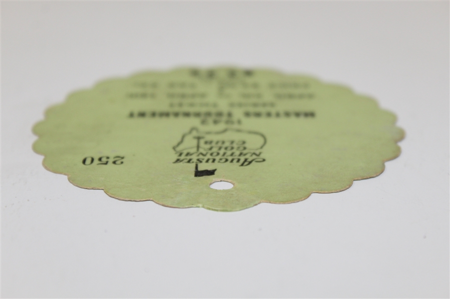 1942 Masters Tournament Series Ticket #250 - Nelson Beats Hogan in Playoff-Top Condition Example!