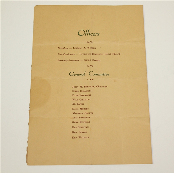 Jones, Ouimet, Wood, Nicklaus, & Cobb Signed 1960 Metropolitan Golf Writers Program JSA #B42698