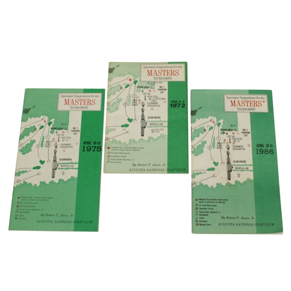 1972, 1975, & 1986 Masters Tournament Spectator Guides - Nicklaus 4th, 5th, & 6th