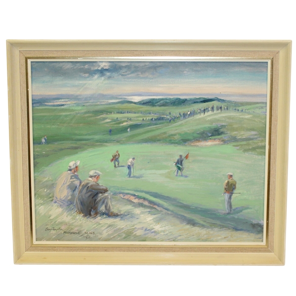 George Houghton Original 14th Green at Muirfield Painting - Framed