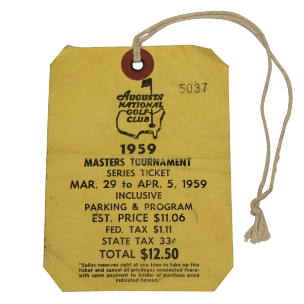 1959 Masters Tournament SERIES Badge #5037