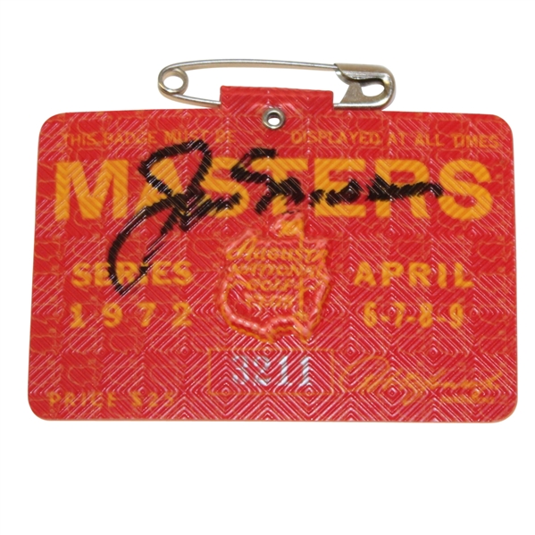 Jack Nicklaus Signed 1972 Masters Badge #3211 JSA ALOA