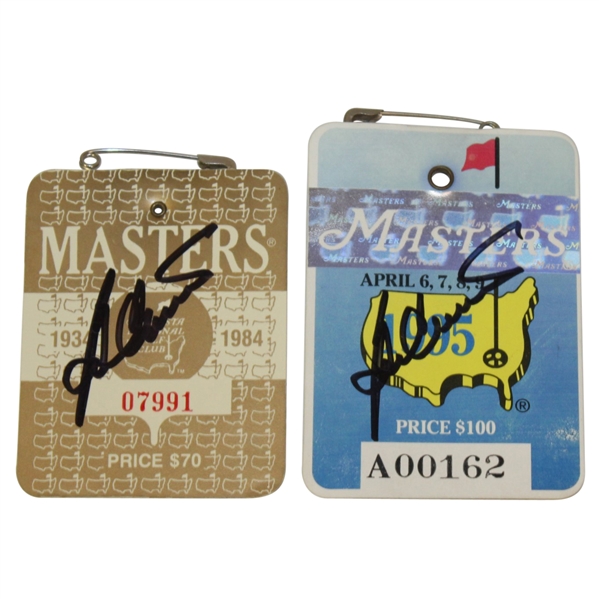 Ben Crenshaw Signed 1984 Masters Badge #07991 & 1995 Masters Badge #A00162 JSA ALOA