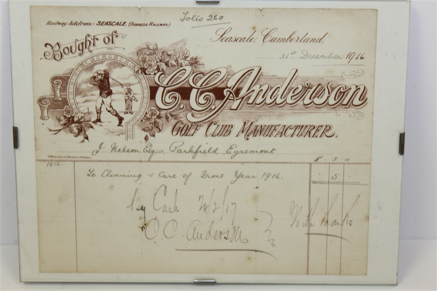1916 Receipt from C.C. Anderson's Shop SeaScale Cumberland, Scotland