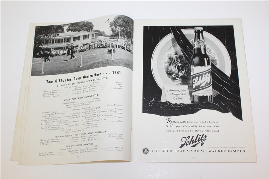 1941 Tam O'Shanter Open Golf Tournament Program - Byron Nelson Winner