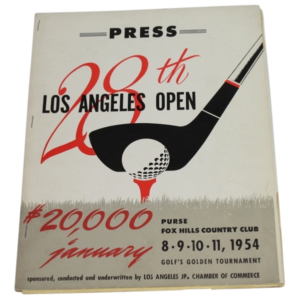 1954 Los Angeles Open $20k Tournament PRESS Guide - Fred Wampler Winner