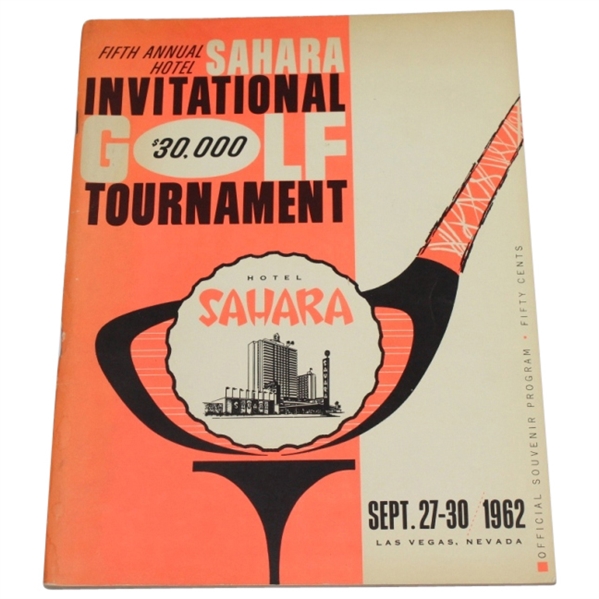1962 Sahara  Invitational Tournament Program -  1st PGA Tour Win For Tony Lema