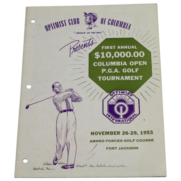 1953 1st Annual $10k Columbia Open PGA Tournament Program