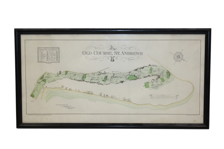 The Old Course St. Andrews Map Surveyed & Depicted by A. MacKenzie - Print - Framed - Robert Sommers Collection