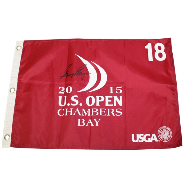 Gary Player Signed 2015 US Open at Chambers Bay Red Screen Flag JSA ALOA