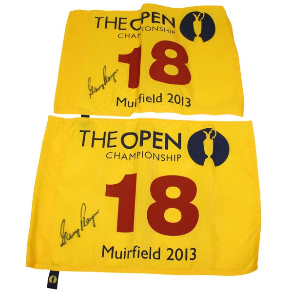 Two 2013 Open Championship at Muirfield Flags Signed by Gary Player JSA ALOA