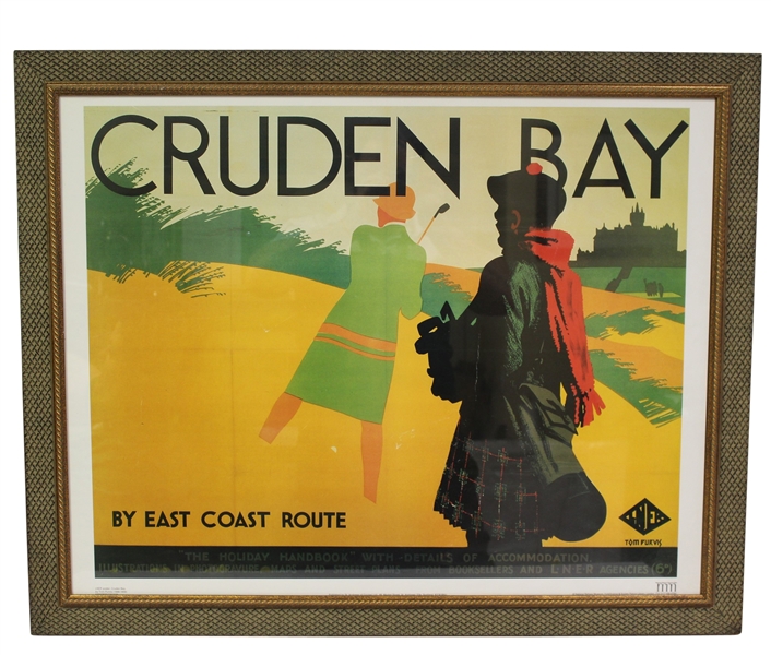 'Cruden Bay' National Railway Poster Advertising by Artist Tom Purvis - Framed 