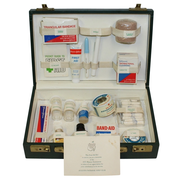 1975 Masters Tournament First Aid Kit with Compliments Card 