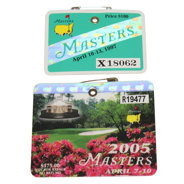 1997 & 2005 Masters Badges - Tiger's First and Last Masters Victories