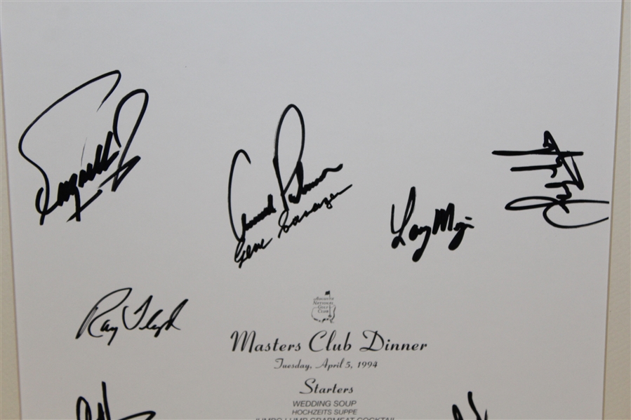 1994 Masters Dinner Menu Signed by Palmer, Sarazen, & Others JSA ALOA