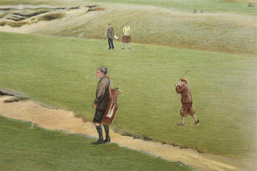 Artist Cecil Aldin Ltd Ed North Berwick Golf Course Original Color Lithograph - Framed