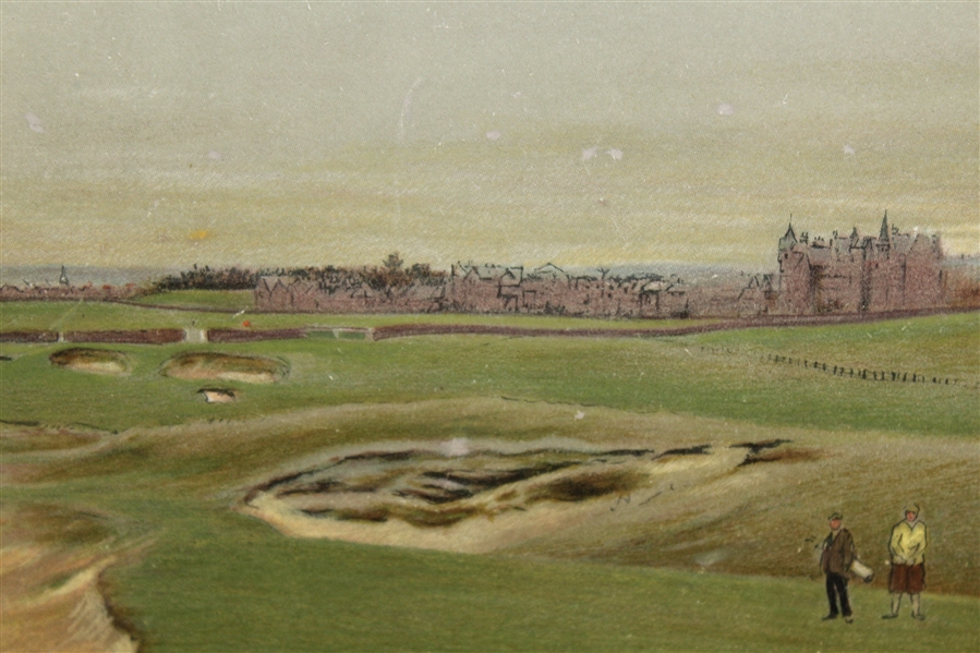 Artist Cecil Aldin Ltd Ed North Berwick Golf Course Original Color Lithograph - Framed