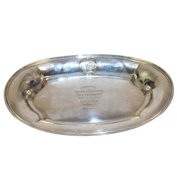 1923 Asheville Country Club Sterling Silver Trophy Plate - Fifth Flight Winner J. W. Spratt - Roth Collection