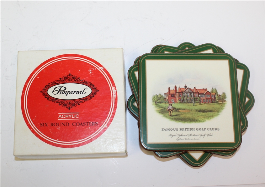 Six Pimpernel Coasters - Famous British Golf Clubs - St Andrews, Troon, Royal Liverpool, and More - Roth Collection