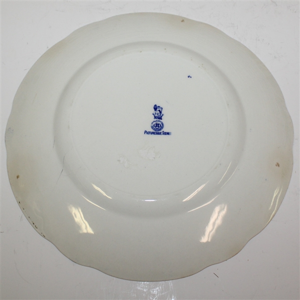 Royal Doulton Blue Flowered Golf Themed Plate - R. Wayne Perkins Collection
