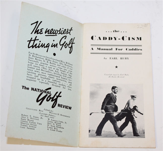 1937 'The Caddy-Cism A Manual for Caddies' by Earl Ruby