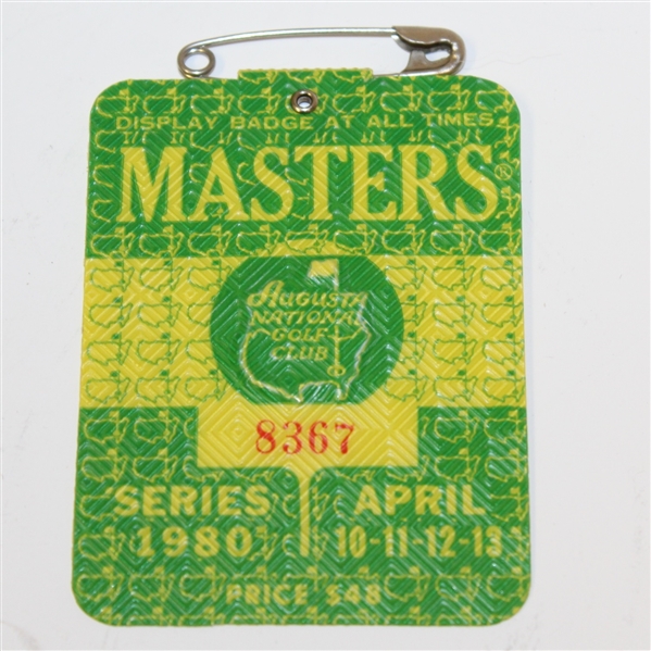 1980 Masters Tournament Series Badge #8367 - Seve Ballesteros Win