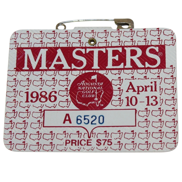 1986 Masters Tournament Series Badge #A6520 - Jack Nicklaus Win