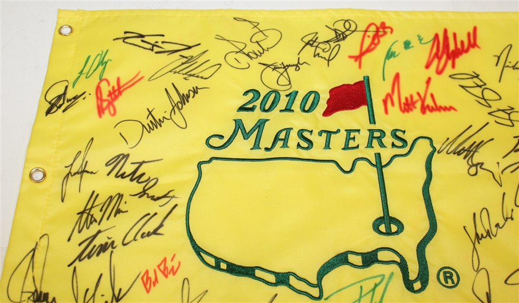Multi-Signed 2010 Masters Embroidered Flag - Including Johnson, Furyk, Kuchar, and Day JSA ALOA