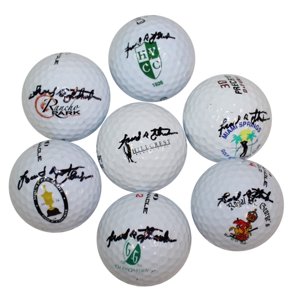 Eight Frank Stranahan Signed Golf Balls - Winning Course Logos JSA ALOA