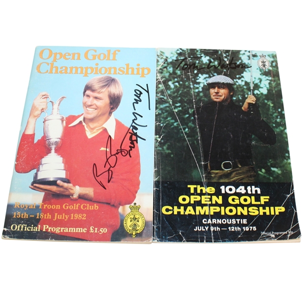 Tom Watson Signed 1975 and 1982 British Open Programs - Facsimile