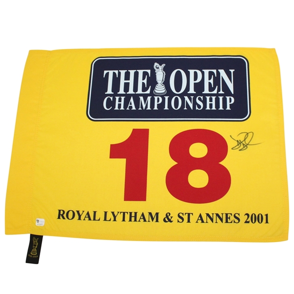 David Duval Signed 2001 Open Championship at Royal Lytham & St Annes Flag JSA ALOA