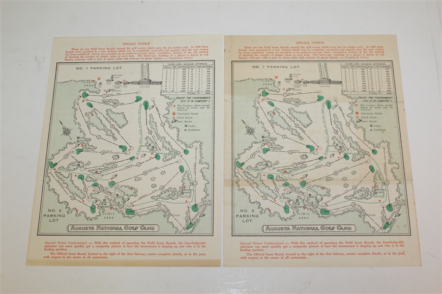Lot of Two 1963 Masters Tournament Sunday Pairing Sheets