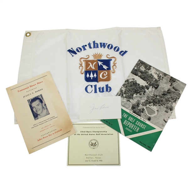 1952 US Open Championship Items - Flag, Scorecard, Booklets, Signed Cut JSA ALOA