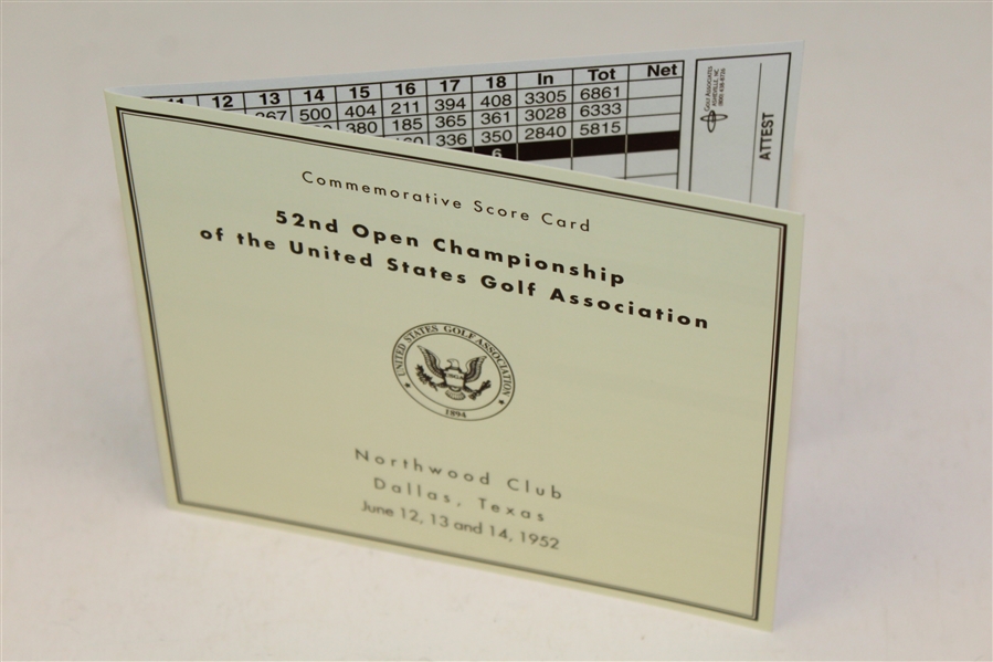 1952 US Open Championship Items - Flag, Scorecard, Booklets, Signed Cut JSA ALOA
