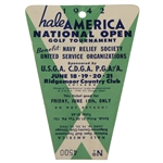 1942 Hale America National Open Friday Ticket #4500-HOGANS 1ST MAJOR WIN? - RARE- McMahon Find! - McMahon Collection