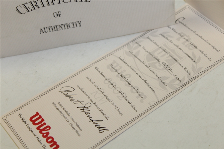 Wilson 8802 RM Robert Mendrella Ltd Ed Putter in Original Carrying Case - Certificate #0002/1000