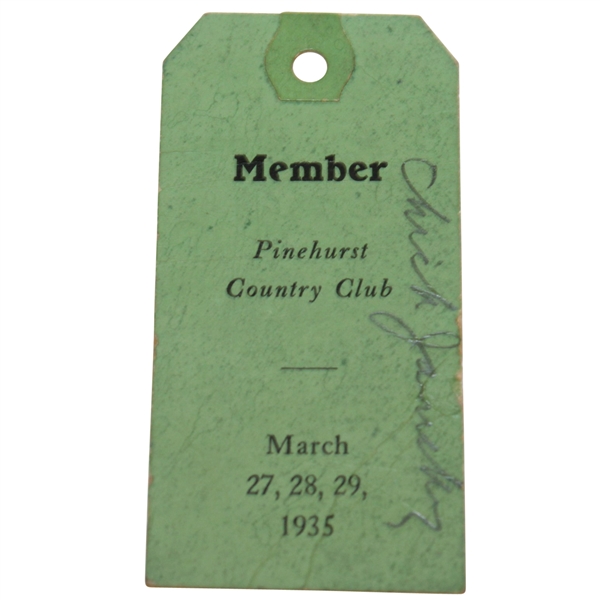 1935 Pinehurst Country Club Member Ticket - March 27-29