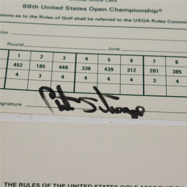 Four Official US Open Scorecards Signed by Champions Irwin, Strange, Els, Kite JSA ALOA