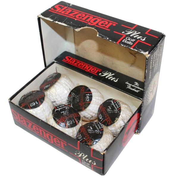 Six Slazenger Plus Individually Wrapped Golf Balls and Box