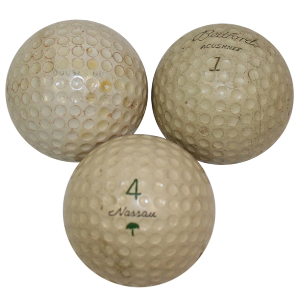 Three Vintage Dimple Golf Balls Including Acushnet Bedford