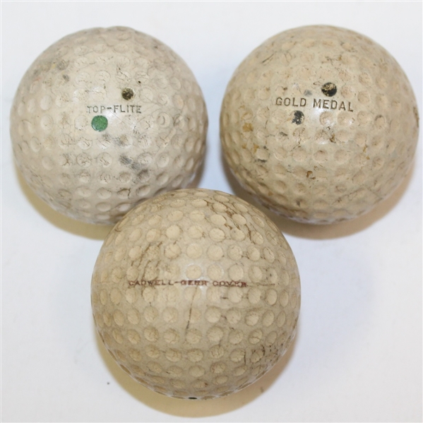 Three Vintage Spalding Dimple Golf Balls